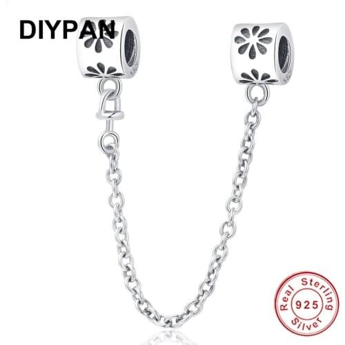 Fashion Jewelry Safety Chain Charms Bead 925 Silver Bracelet Womens Rainbow Pave CZ Fit Original Charm Bracelet DIY New