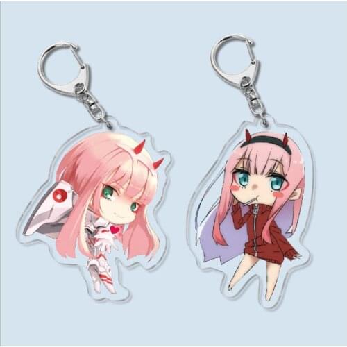 DARLING In The FRANXX 02 ZERO TWO Anime Acrylic Figure pendant keychain Keyring Collection Model Toy Cosplay