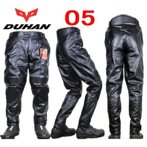 DUHAN motorcycle pants DK-05 Moto Racing trousers motorbike Riding pant made of quality PU leather Waterproof wind and warm