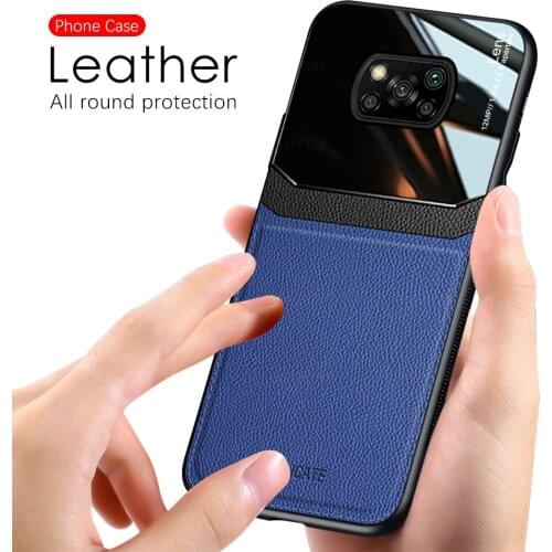Cover For Xiaomi Poco X3 PU Leather Plexiglass Silicone Shockproof Bumper Phone Case for Poco Pocophone X3 NFC Pro phone coque
