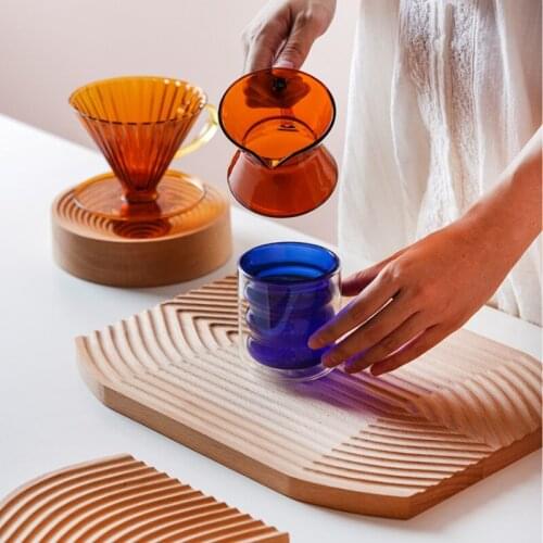 Nordic Geometric Design Wooden Breadboard Water Ripple Bread Dessert Tray Anti-slip Cutting Board Home Decoration Accessories