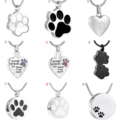 IJD8451 Pet Cat Dog Paw Print Cremation Jewelry for Ashes Wearable Urn Necklace Keepsake Memorial Pendant for Women Men