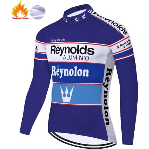 Team retro cycling jersey reynolds Winter Thermal Fleece bike shirt Men long sleeve abbigliamento bici da corsa uomo