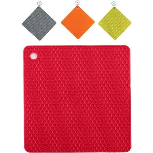 18x18x0.6cm Honeycomb Food Grade Silicone Placemat Heat-resistant Cup Pan Pat Mat for Kitchen Table Anti-slip Drink Coasters