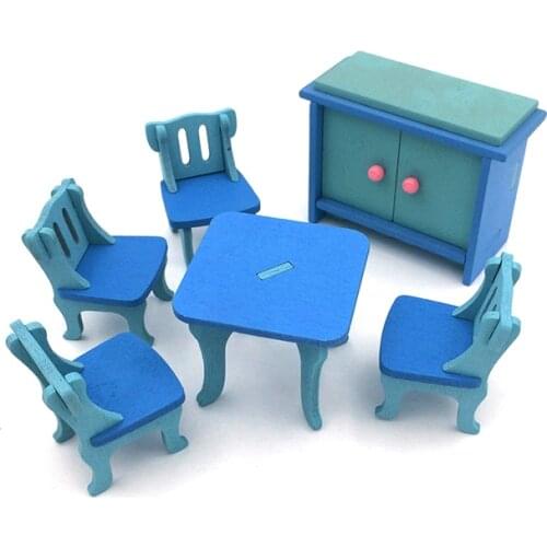 Dollhouse Miniature Play Toys Children Suite Wooden Building Blocks Toys Individuality Creative Kitchen Furniture Table