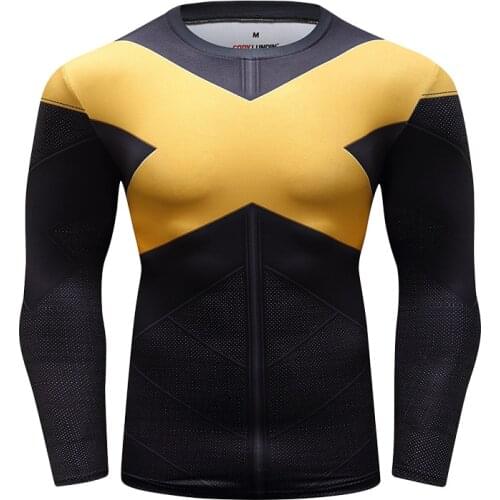 Men Running Long Shirt Fashion Round Neck Tshirt Digital Sublimation Printed Rash Guard
