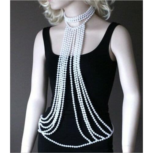 New BODY JEWELRY BY-146 Fashion Womew Imitaion Pearls Jewelry Choker Harness Waist Belly Body Jewelry