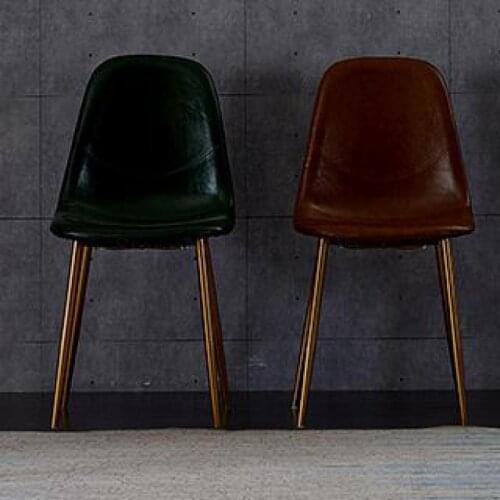 New Nordic Light Luxury Dining Chair Post Modern Home Restaurant Stool Creative Art Leather Back Metal Fashion Chair