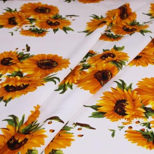 Sun flower sunflower parent-child cotton stretch poplin fabric handmade DIY dress shirt cotton fabric boutique womens fabric