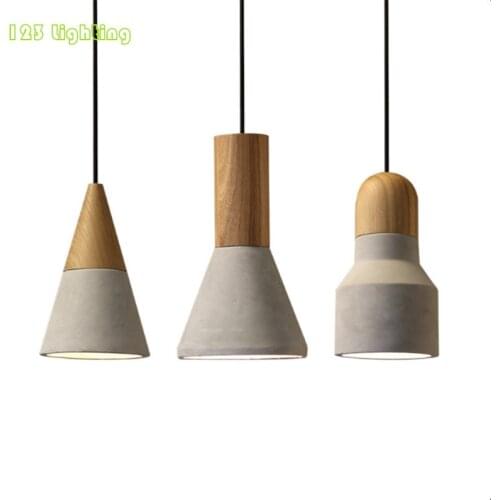 Retro Cement / Wood E27 LED Pendant Lights Dining light Bar Coffee Shop Hanglamp Bedside Pendant Lamp Industrial style Loft Deco