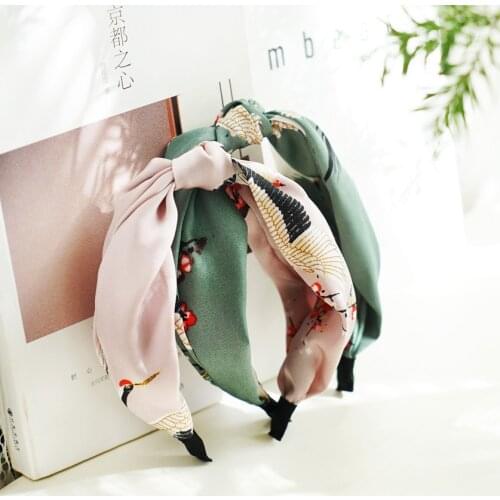 Korea Handmade Printing Satin Cloth Hair Accessories Hair Band for Girls Flower Crown Headbands For Women High Qulity Hairbands