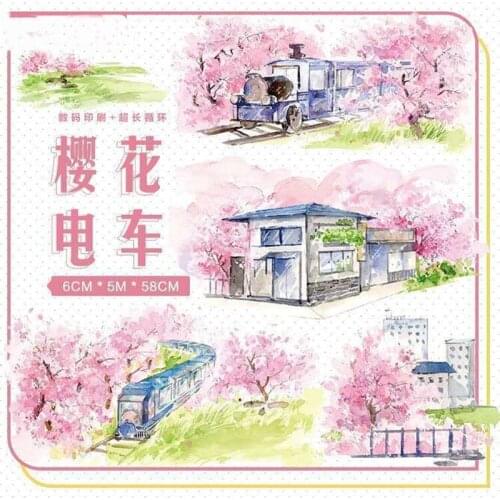 Fascinating Cherry Tram Washi Tapes Bullet Journal Masking Tape Adhesive Tape DIY Scrapbooking Decoration Washi Stickers