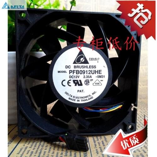 For delta PFB0912UHE DC 12V 2.35A Server Square 90x90x38mm 3-wire cooling fan