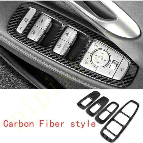 Carbon fiber Inner Window Switch Panel Cover Trim For Hyundai Sonata 2020-2021 car accessories
