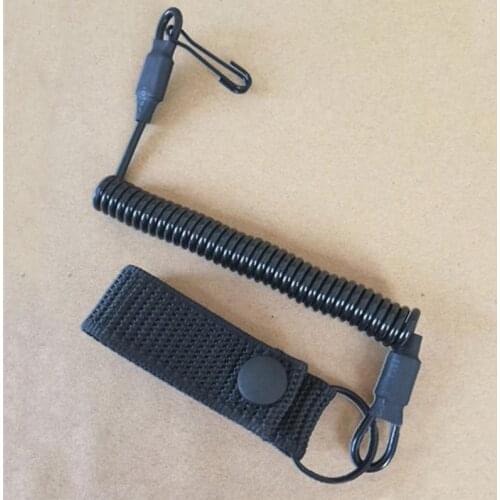 Military Spring Safety Strap Tactical Anti-lost Elastic Lanyard Rope Gun Rope For Key Ring Chain Flashlight Hunting Accessories