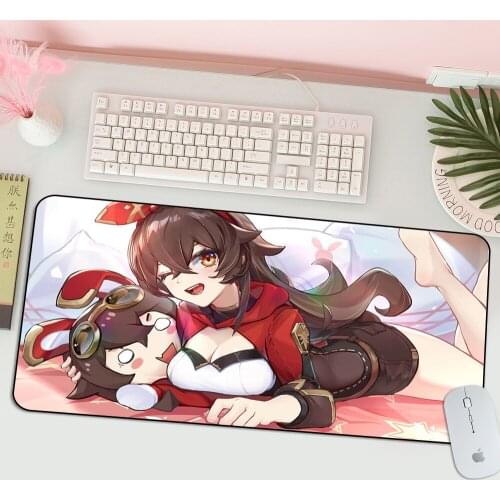 Genshin Impact High Speed New Mousepad Large Gaming Mouse Pad Anti-slip Amber Locking PC Computer Desk Mat Mousepad Anime