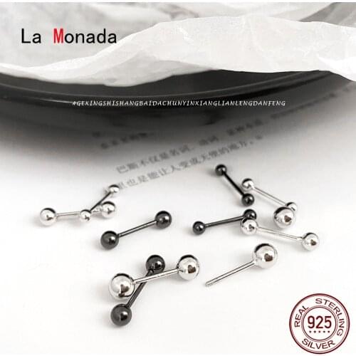La Monada Stud Earrings For Women 925 Sterling Minimalist Ball Woman Earring Korean Nut Silver 925 Earring Jewelry Female