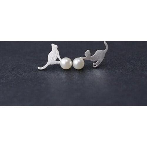 Yiustar New Arrivals Jewelry Pearl With Cat Stud Earrings s For Women Jewelry Brincos SYED130