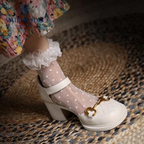 VAIR MUDO Women Pumps Shoes High Heels Round Toe Mary Janes White Green Metal Decoration Casual Shoes Women Spring Autumn D58L