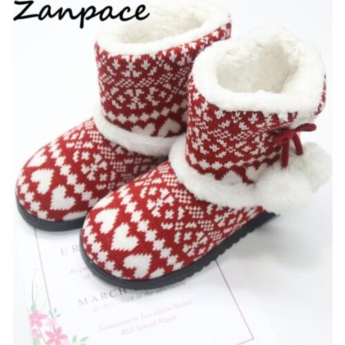 ZANPACE Winter Plus Velvet Womens Boots Christmas Cotton Fabric Anti-ski Platform Women Shoes Indoor Warm Winter Snow Boots