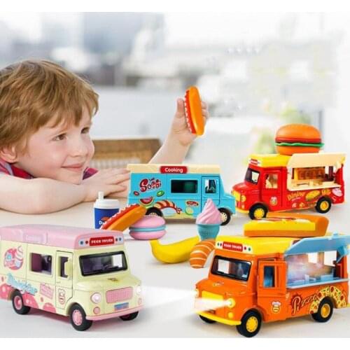 1:32 food van hot dog dining Toy Car Metal Toy Diecasts & Toy Vehicles Car Model magnetic Car Toys For Children Christmas gift