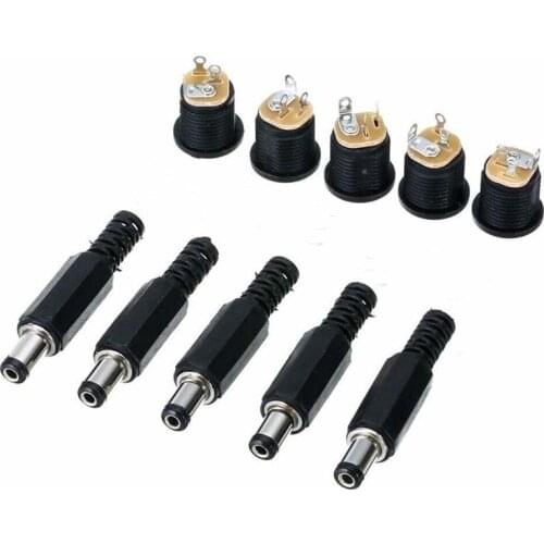 1 Set 10 Pair 12V 3A Plastic Male Plug 9mm Hole + Female Socket Panel Mount Jack DC Connector 12mm Hole Electrical Supplies