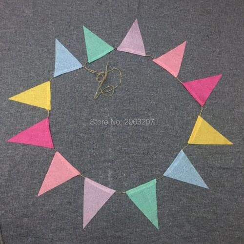 100pcs 2.6M Vintage colorful burlap linen bunting flags pennant for party wedding garland decoration product supply