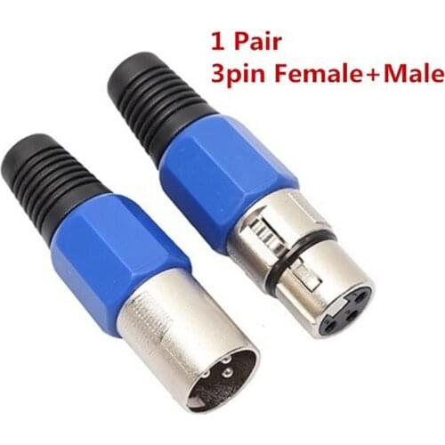 2pcs 3 Pins XLR Connector Female + Male MIC Jack Plug Audio Microphone Cable Connector MIC Adapter For Microphone Audio Tool