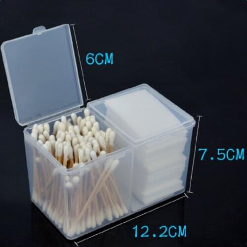 2 Slot Clear Plastic Makeup Organizer Case Cosmetic Box for Cotton Ball Swab Makeup Pads Nail Wipes Dustproof
