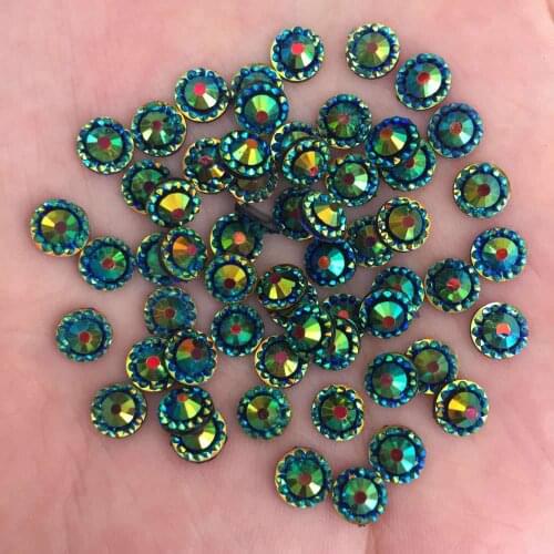 200Pcs AB Resin 6mm Round Gems Flatback Rhinestone Applique Nail Art Crafts DIY/Wedding Scrapbook /Black SF224*5