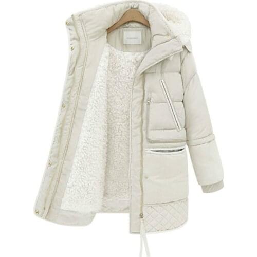 2019 Winter Womens Jackets Cotton Coat Padded Long Slim Hooded Parkas Female Outwear Warm Jacket Wool Coat HK185