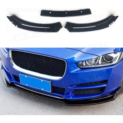 3 PCS ABS Front Lip Spoiler Splitter Trim Flaps For Jaguar XE 2017 2018 Gloss Black Head Bumper Chin Crash Guard
