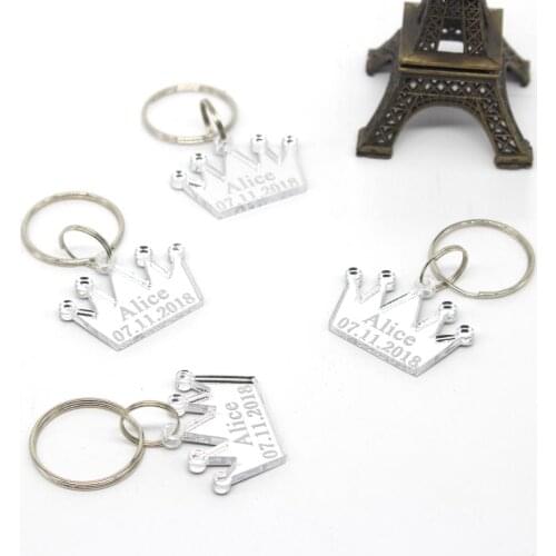 30 pcs Customized Gold Crown Baby Shower Table Decor Prince Birthday Party Table Favor Decor Kid Gift Confetti Souvenirs Keyring