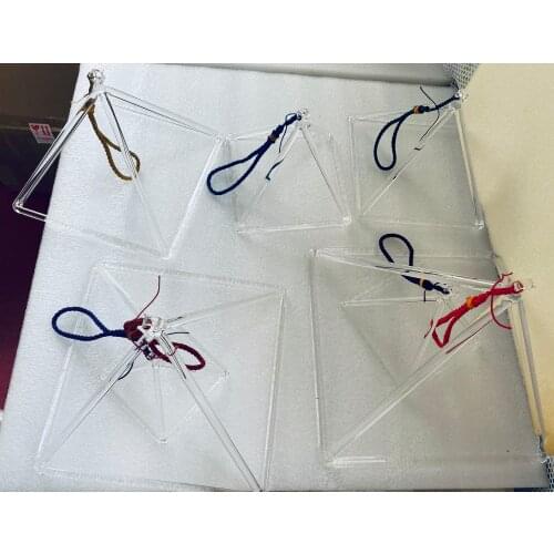 4" 5" 6" 7" 8" 9" 10" 7pcs Crystal Singing Pyramids Crystal Singing Tetrahedron with Strings + Crystal Mallets and Rubber Sticks