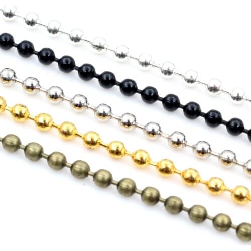 5 Meters/lot 1.5mm 2.0mm 2.4mm Gold Bronze Silver Plated 5 Colors Ball Beads Chain Necklace Beaded DIY Jewelry Findings