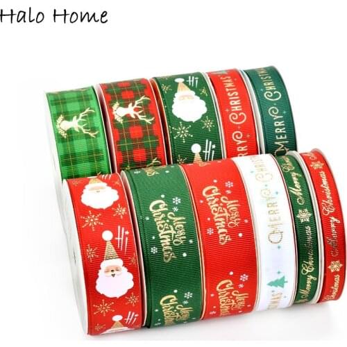 5Yards/Roll Xmas Ribbon Festival Party Gift Package Craft Wedding Hair Bow Clip Accessory Making Cloth Home Christmas Decor DIY
