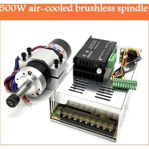 500W air-cooled ER11 brushless spindle motor 55 mm for engraving machine 48V 12000R