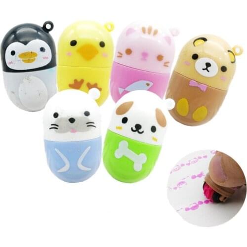 6pcs Cute DIY Scroll Wheel Children Stamps Toy Girl Gift Portable Cartoon Animals Scrapbooking Stamper Painting Photo Album
