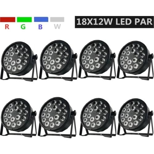 8PCS/ 18X12W RGBW LED PAR Lights/ disco lights dmx512 control LED wash light AC90-240V professional dj equipment
