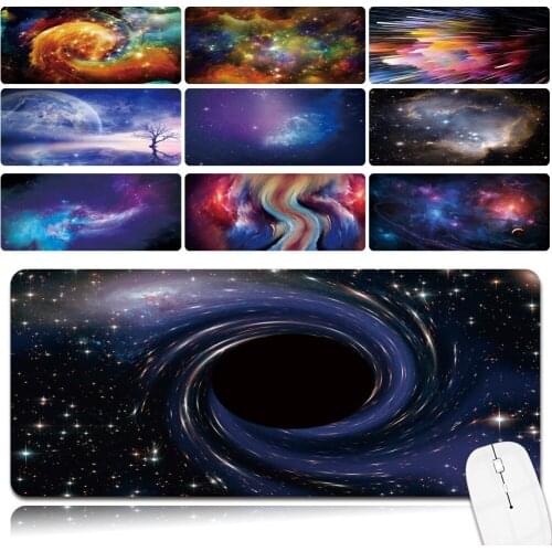 Anti-slip Waterproof PU Leather Computer Mouse-pad Smooth Portable Game Laptop Mouse Pad Space Pattern Large Mouse Mat