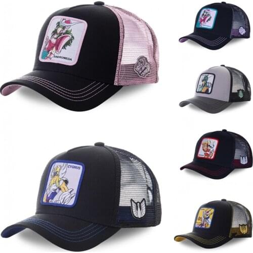 High Quality Saint Seiya Cartoon Anime Snapback Baseball Cap Men Women Hip Hop Dad Mesh Trucker Hat Dropshipping