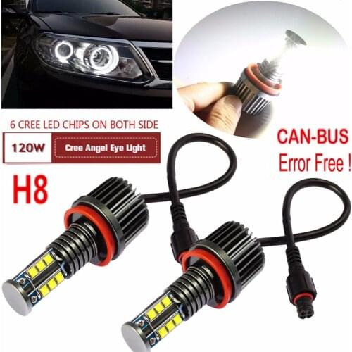 Error Free 2400LMS Total White FOR BMW H8 CREE Chip LED Angel Eyes Ring Marker Bulbs For 1 3 5 X Series