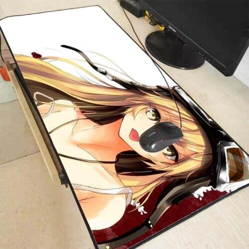 XGZ Anime Girl Monogatari Series Large Gaming Laptop Mousepad Lock Edge Waterproof Mouse Pad Table Mat for Lol CSGO DOTA Gamer