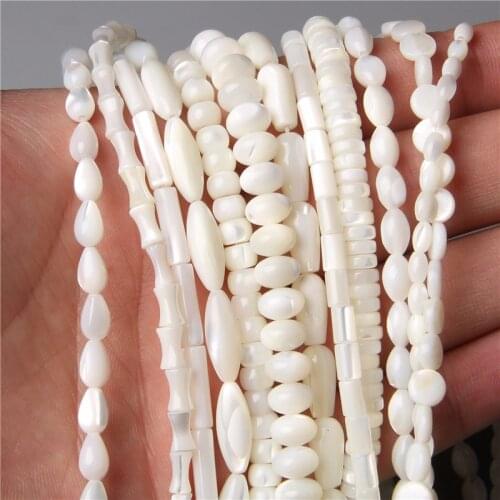 Fashion 15.5'' Natural Round White Shell Beads Loose Mother Pearl Beads For Jewelry Making Necklace Bracelet Earring Accessories