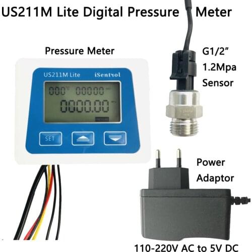 1.2Mpa US211M Lite Digital Pressure Meter With Sensor G1/2" Made of Stainless Steel 304 SS iSentrol Technology