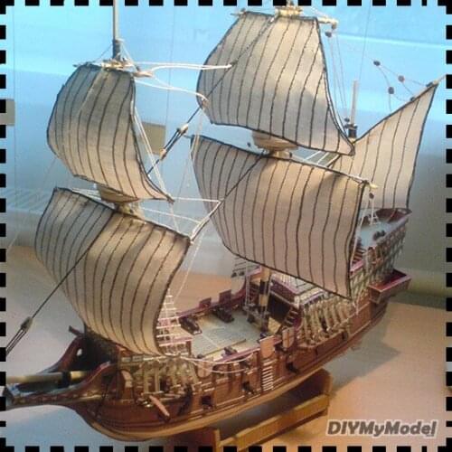 DIYMyModeI 1:100 Scale English Galleon Golden Hind Ship Sir Francis Drake Paper Model Kit Handmade Toy Puzzles