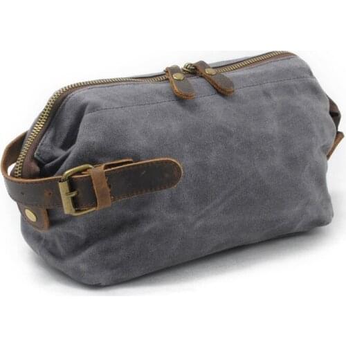 Designer Men Clutch Bag Oil Wax Canvas Toiletry Bag Retro Clutch Purse Bag Full-grain Genuine Leather Wrist Wrap 2021