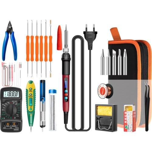 220V 60W Electric Soldering Iron Kit Adjustable Ceramic Heater Digital Set Soldering Tips Rework Temperature Welding Tool