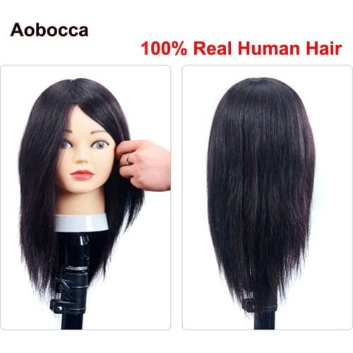 Mannequin Head With Hair for Braiding Cutting Practice 100% Real Human Hair Training Mannequin Dummy Heads for Hairdresser Salon