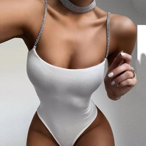 Summer Sexy Sleeveess Bodysuits Women Bodycon Bodysuits 2020 Spgahetti Strap White Black Solid Bodysuit